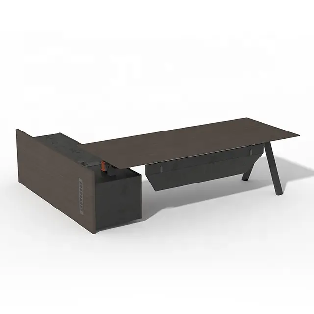 Modern tasarım PVC kenar bantlı Mdflam masa GAZELLE yönetici ofis mobilya yöneticisi masası + sehpa