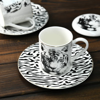 Nouveaux tasses en porcelaine animale et ensemble d'assiettes en céramique avec zèbre girafe léopard tigre-pour café et thé