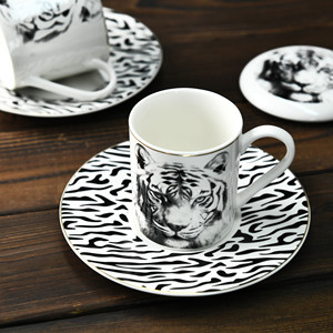 Nuove tazze di porcellana animale e Set di piatti da portata in ceramica con tigre leopardata della giraffa Zebra-per caffè e tè - Product Image 4