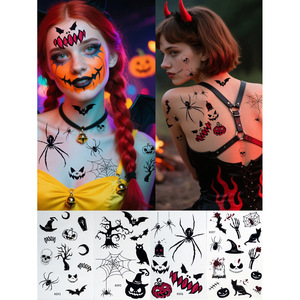 Halloween Temporary Tattoo Stickers K592 K593 K596 K597 Waterproof Face <b>Body</b> <b>Art</b> Party Makeup Decorations - Product Image 1