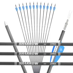 Archery ID 4.2mm Pure Carbon Arrow With 2 Inch Rubber Feather L Pin Nock For Compound Bow Spine 500 600 900 Pure Carbon Arrow