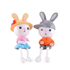 Yeni stil küçük tavşan uzun bacaklar ile anahtarlık plastik kolye mikro peyzaj el sanatları süsler dekorasyon ve hediye