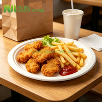 Grande assiette ronde en bagasse de canne à sucre de 9/10 pouces, compostable, jetable, personnalisable, résistante, sans PFAS