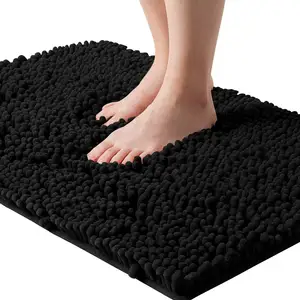 CF BCH8R-B Thick fluffy Chenille Floor Mat for Bathroom Mats Hot melt rubber bottom Anti-slip Absorbent Bathroom mat