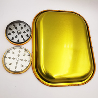 Kit de broyeur en métal pour biscuits et herbes séchées, forme de moulin à biscuits, 55 mm, plateau roulant en fer blanc 7x5.5 pouces, broyeur à 2 couches