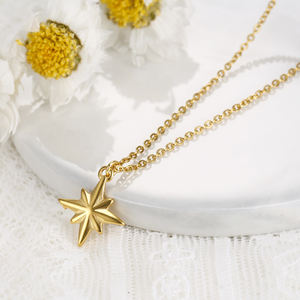 Bijoux créatifs pour femmes, plaqué <span class=keywords><strong>or</strong></span> 18k, boussole en acier inoxydable, Non ternissant, collier étoile du nord, collier étoile du nord - Product Image 2