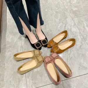 Source Factory Wholesale Cheaper Flats Single Shoe Ladies Women's Pointed Flat Shoes With Buckle