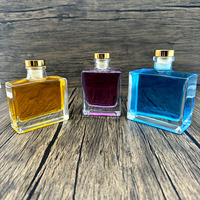 Fournisseur d'usine, flacon diffuseur en verre carré transparent décoratif vide de 120 ml, 140 ml, 220 ml, vase en verre personnalisé pour bouquet