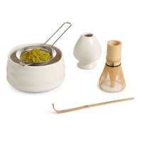 Ensemble de fouet Matcha Fouet à Matcha Bol traditionnel à Matcha Porte-fouet en céramique et tamis en acier inoxydable