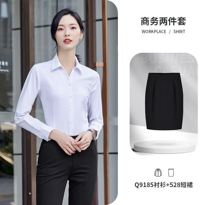 White long-sleeved shirt and skirt