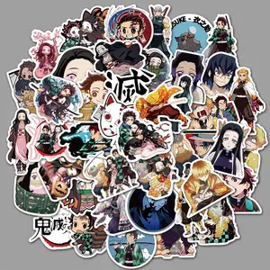 50 Buah Stiker Grafiti Kartun Anime Slayer Setan Baru Stiker Cangkir Air Skateboard Koper Tahan Air