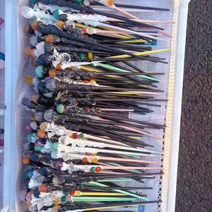 Hot <span class=keywords><strong>Sale</strong></span> DIY Tumble Hand craft Kristall Zauberstäbe Kies Rosenquarz Handwerk Heils teine Cosplay Zauberer Zauberstab Kinder geschenk - Product Image 4