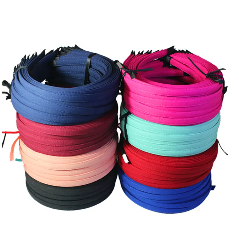 Wholesale DIY Headdress Accessories 10MM Chiffon Wrap Hair Band Korean Pure Color Beaded Hair Band Color Hair Band