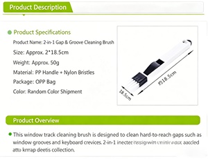 Cepillo de Limpieza Multiusos de Mango Largo de PP con Cepillo de Nylon y <span class=keywords><strong>Recogedor</strong></span> para Puertas y Ventanas de Cocina/Baño - Product Image 4
