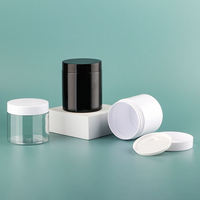 Bocaux ronds en plastique PET à large ouverture multi-usages 100/400 ml pour crème cosmétique, pommade, épices, avec couvercles assortis transparents, taille personnalisée
