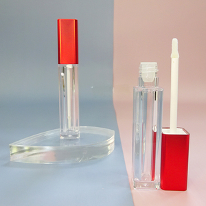 Shiny <b>Square</b> Thick Wall 6ML Red Top Clear Bottle Packaging Empty Lip Gloss Tubes <b>Plastic</b> Cosmetic Lipgloss <b>Container</b> - Product Image 3