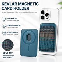Dompet MagSafe Serat Karbon Logo Kustom RFID Kevlar Tempat Kartu Magnetik Pabrik untuk Samsung Android Ponsel Universal