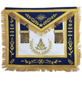 Tablier maçonnique en cuir brodé à la machine magnétique, insigne à coudre en or pour les francs-maçons. - Product Image 1