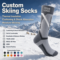 Chaussettes de ski personnalisées avec logo, en mélange de laine thermique, hauteur genou, rembourrées, douces, anti-humidité, pour jeunes, hommes, femmes, sports d'hiver