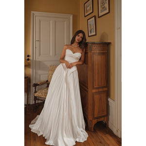 Mily da sposa ML594 senza spalline con scollo a cuore abiti da sposa da donna a pieghe a righe - Product Image 1