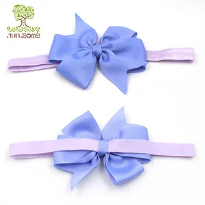 Diadema con lazo de cinta de grogrén personalizada al por mayor, proveedor de accesorios para el cabello para niños pequeños, Diadema con lazo para bebé, diademas para niñas