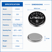 Pile bouton au lithium CR2032 3V pour télécommandes, jouets, appareils électroménagers, clés de voiture, cartes mères d'ordinateurs, montres et appareils intelligents