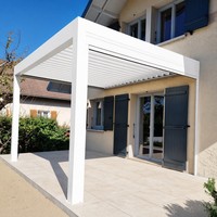 Pergola de jardin en aluminium à toit à lamelles facile à assembler, imperméable, structure de pavillon métallique pour l'extérieur