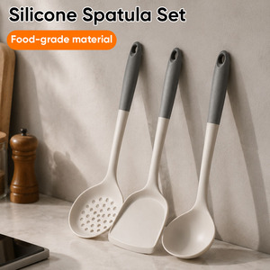 Juego de utensilios de cocina de silicona, espátula, cuchara y volteador con orificios, antiadherentes, de grado alimenticio, resistentes al calor 230°C ° C para Cocina Comercial y Hogar - Product Image 1