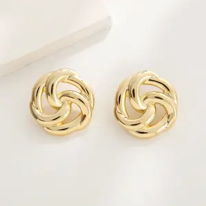 Hip Hop Punk Metal Gold Plated Female Huggie Earrings Unique Exaggerated Heart Cashew Nut Flowers Trendy Party Jewelry