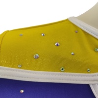 Tenue d'entraînement de cheerleading jaune et violette personnalisée la plus vendue avec strass scintillants pour équipe de filles