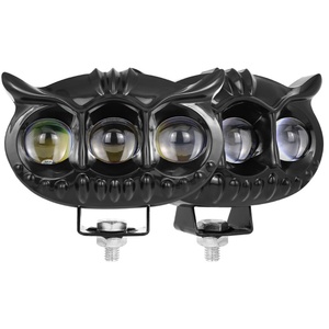 Phare antibrouillard pour moto, double couleur jaune et blanc, neuf, motif hibou à trois yeux, accessoires pour moto et voiture - Product Image 2