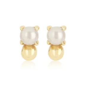 plain silver small jewelry latest design of pearl bead earrings stud