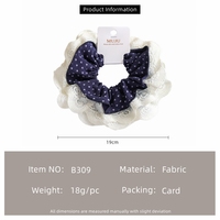 MUJU B309 Chouchous en dentelle et mousseline surdimensionnés de 19 cm, brodés de motifs floraux, élastiques à cheveux plissés à imprimé cœur, prêts à la vente