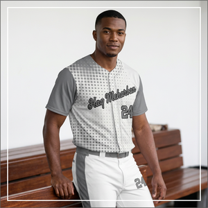Maillot de baseball Haq Meharban pour homme, manches courtes, sublimé, anti-humidité, blanc et gris, vêtements d'équipe 24 - Product Image 1