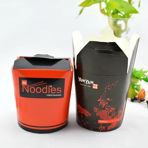 Kundenspezifische verpackungsboxen für chinesische Speisen zum Mitnehmen aus Kraftpapier runde rechteckige Formen für Mittagessen Reisnudeln Verpackungsbox