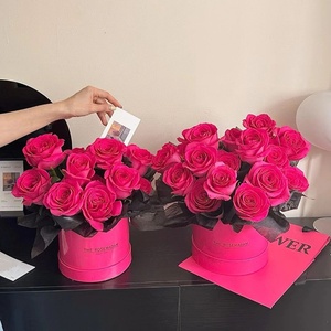 Kotak Bunga Bulat Dua Buah Set Kemasan Bunga Grosir 2024 untuk Toko Bunga Hari Valentine - Product Image 1