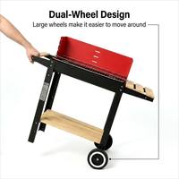 Chariot de barbecue portable d'extérieur avec grandes roues tout-terrain et poignée ergonomique pour le camping en famille et les pique-niques en parc