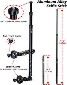 Bastón para Selfies con Soporte para Bandera de Motocicleta Kewig, con Abrazadera Antirrobo para Cámara Deportiva, Poste de Bandera Extensible de Aleación de Aluminio - Product Image 4