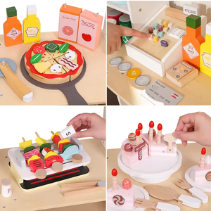2025 nuovi <span class=keywords><strong>Montessori</strong></span> fingere di <span class=keywords><strong>giocare</strong></span> gioco educativo registratore di cassa per bambini BBQ Set simulazione Pizza gioco di ruolo in legno giocattoli da cucina - Product Image 3