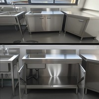 Table de travail d'angle en acier inoxydable avec crédence, robuste, en acier 304, armoire de rangement commerciale pour cantine et restauration