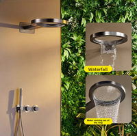 Ensemble de douche mural intelligent avec robinet cascade encastré en or brossé pour baignoire ronde