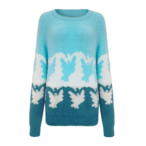 YIYU Maglione in Mohair Blu Lago Morbido e Confortevole, Pullover in Cashmere a Maniche Lunghe, Ultimi Modelli di Maglioni per Ragazze, Ipoallergenico - Product Image 1