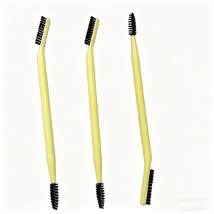 Pinceau à sourcils double embout avec brosse à mascara, couleurs blanc, rose, noir, marque privée, pour l'application du crayon à sourcils - Vente en gros - Product Image 1