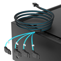 Câble de données interne pour serveur Mini SAS SFF-8087 vers 4x SATA 3.0 6 Gbps, gaine en nylon, contacts plaqués or pour carte RAID HBA HDD/SSD