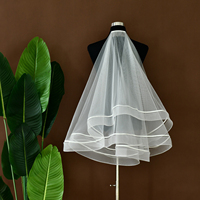 Super Fairy-Like Double-Couche Élastique Maille Ourlet Court Voile Nouvelle Dentelle De Mariage Chapeaux pour les Mariées Fête De Mariage Voiles De Voyage