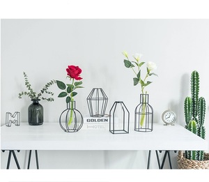 Nordic Metal Alambre de jardinera con tubo de ensayo Bud florero terrario contenedor titular Decoración de casa - Product Image 4