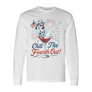 Camiseta de manga larga Chill The Fourth Out Firework 4th Of July Drink - Product Image 2