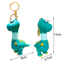 Creatieve Cartoon Pvc Sleutelhanger Kinderen Stretching Nek Dinosaurus Ontwerp Karabijnhaak Sleutelhanger In Rubber Materiaal Cadeau Idee