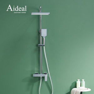 Mitigeur de douche en laiton de style carré de base à bon prix avec grande douche supérieure et douchette de <span class=keywords><strong>massage</strong></span> - Product Image 1
