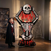 Grand ballon en aluminium 3D en forme de squelette homme debout, décoration de fond pour fête d'Halloween, ballons citrouille debout pour Halloween